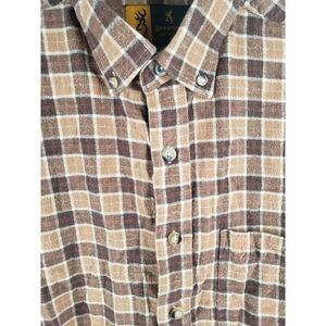 Browning Long‎ Sleeve Button Down Thick Durable Flannel Shirt Mens Small Plaid